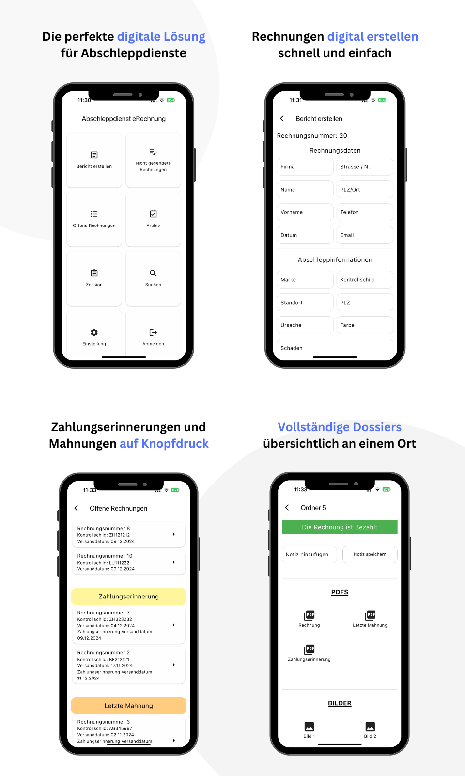 Abschleppdienst eRechnung Website Mobile Abschleppdienst eRechnung Website Mobile